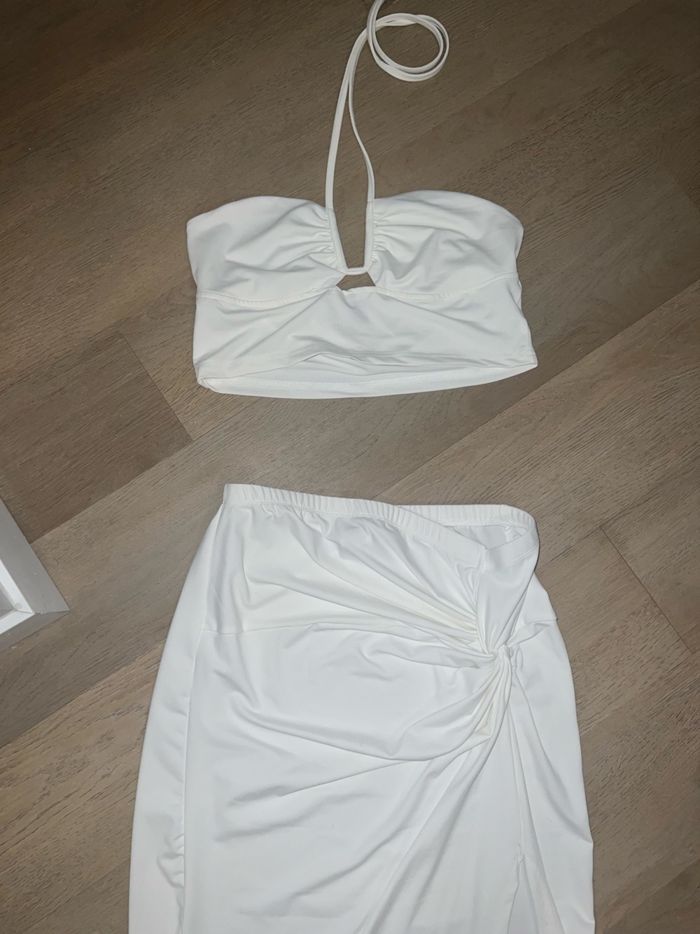 White Two-Piece Strapless Set
